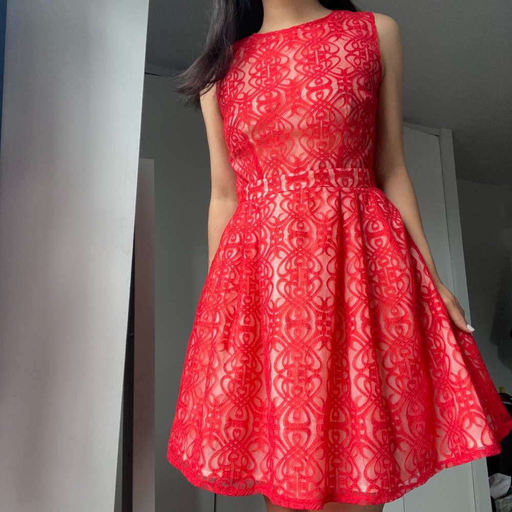 Red ASOS Backless Lace A-line Dress w/ lining US 2